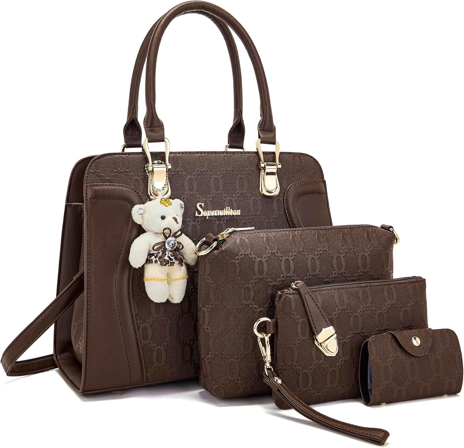 Women's Fashion Handbags Tote Bags Shoulder Bag Top Handle Satchel Purse Set 4pcs - Image 18