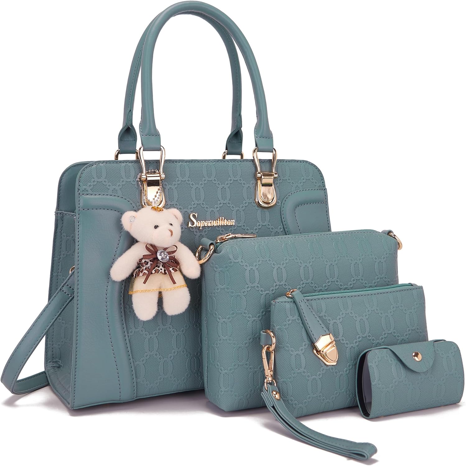 Women's Fashion Handbags Tote Bags Shoulder Bag Top Handle Satchel Purse Set 4pcs - Image 12