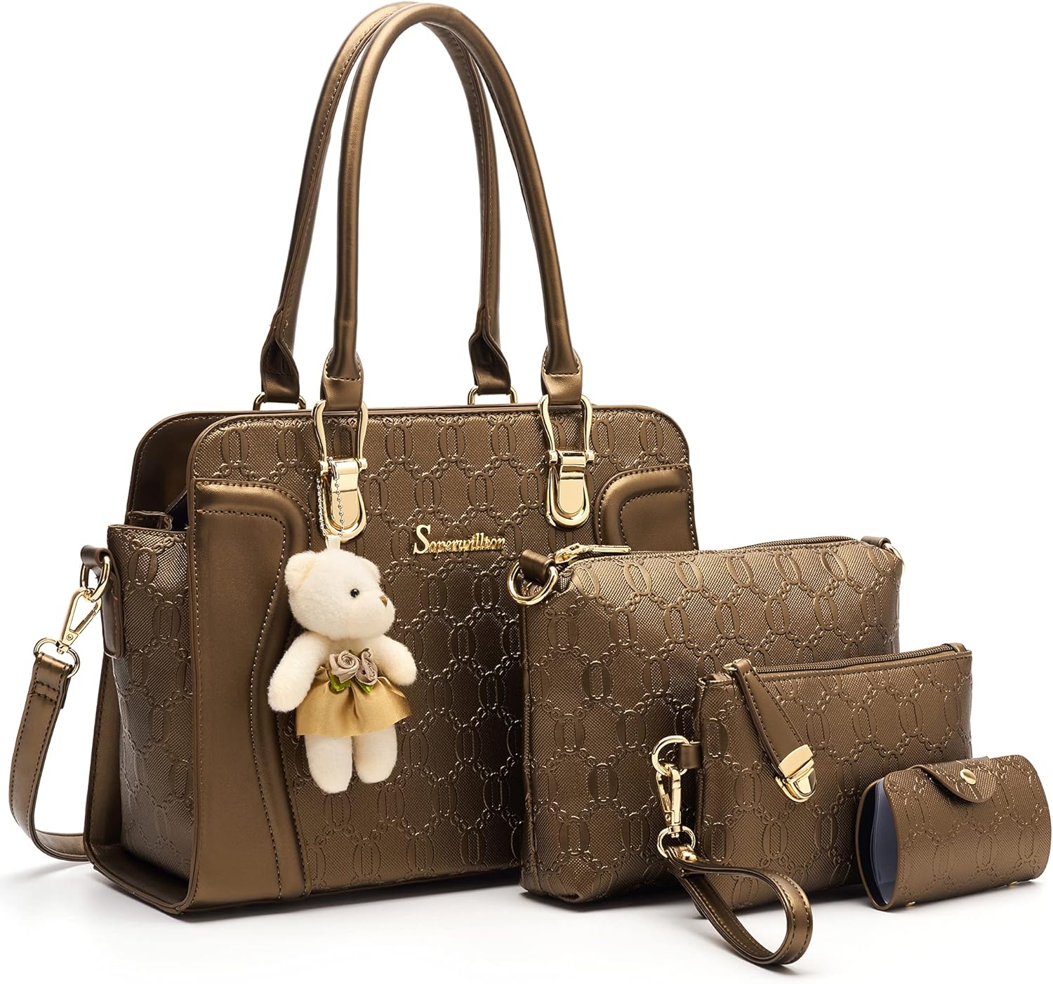 Women's Fashion Handbags Tote Bags Shoulder Bag Top Handle Satchel Purse Set 4pcs - Image 23