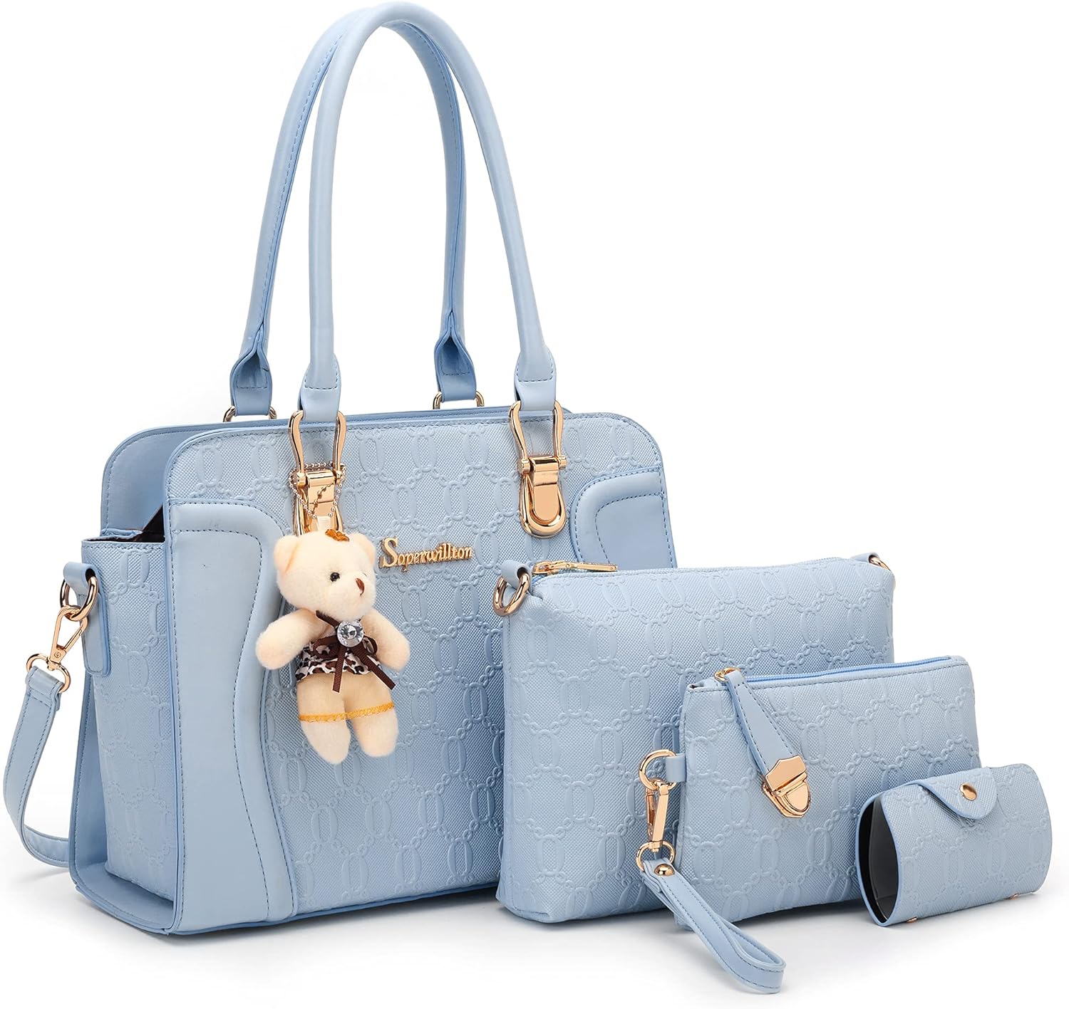 Women's Fashion Handbags Tote Bags Shoulder Bag Top Handle Satchel Purse Set 4pcs - Image 26