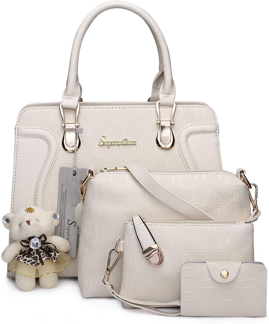 Women's Fashion Handbags Tote Bags Shoulder Bag Top Handle Satchel Purse Set 4pcs - Image 16