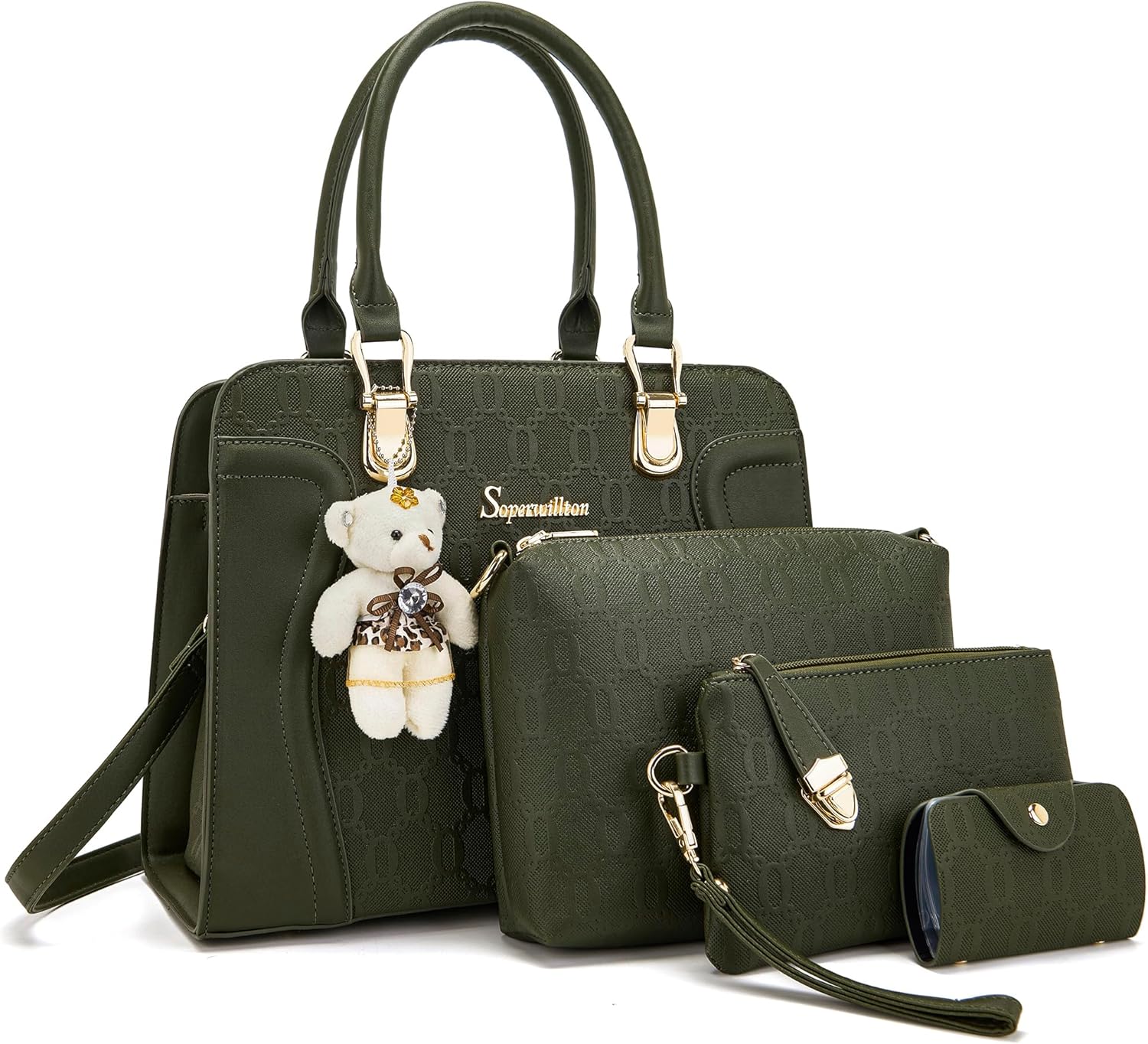 Women's Fashion Handbags Tote Bags Shoulder Bag Top Handle Satchel Purse Set 4pcs - Image 21