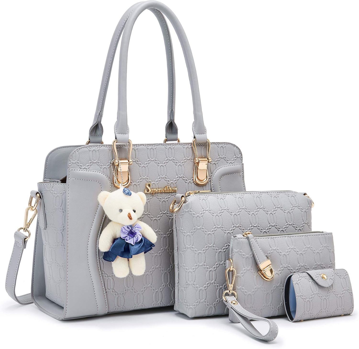 Women's Fashion Handbags Tote Bags Shoulder Bag Top Handle Satchel Purse Set 4pcs - Image 28