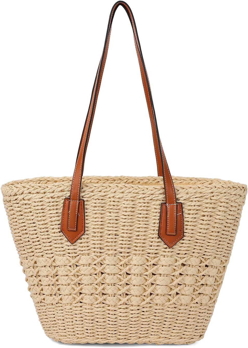 Women's Straw Shoulder Bag Large Rattan Woven Totes Summer Travel Beach Handbag Handmade Top Handle Purse - Image 9
