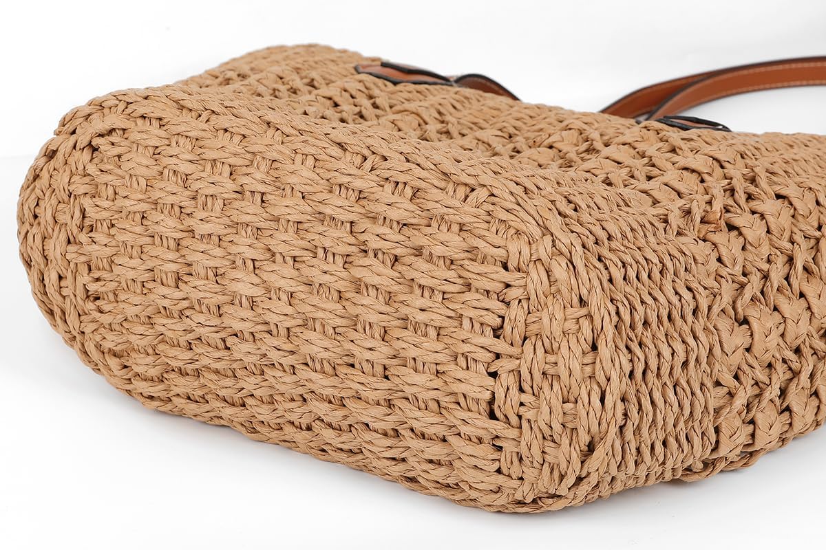 Women's Straw Shoulder Bag Large Rattan Woven Totes Summer Travel Beach Handbag Handmade Top Handle Purse - Image 5