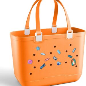 YASIZESOU XL EVA Rubber Beach Bag, 19 x 13.7 x 9.5 inch Waterproof Tote Bag, Durable Washable Beach Tote Handbag for Travel