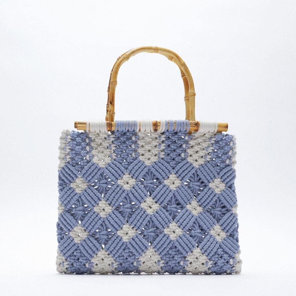 YIRENZUI Cotton Rope Woven Women's Handbag Tote Bag Female Knitted Beach Bags Bohemian Summer Straw Bag One Shoulder The Best Choice