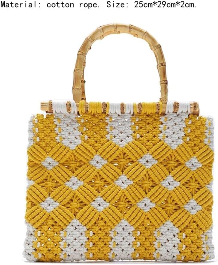 YIRENZUI Cotton Rope Woven Women's Handbag Tote Bag Female Knitted Beach Bags Bohemian Summer Straw Bag One Shoulder The Best Choice - Image 5