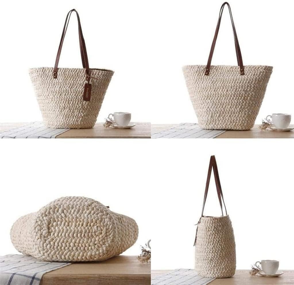 YIRENZUI Summer Straw Bags Women Handmade Woven Basket Shoulder Bags Beach Travel Large Capacity Tote Bags One Shoulder is Best - Image 3