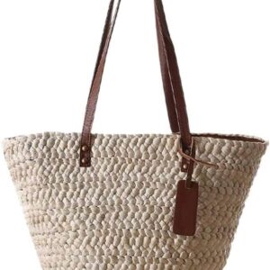 YIRENZUI Summer Straw Bags Women Handmade Woven Basket Shoulder Bags Beach Travel Large Capacity Tote Bags One Shoulder is Best