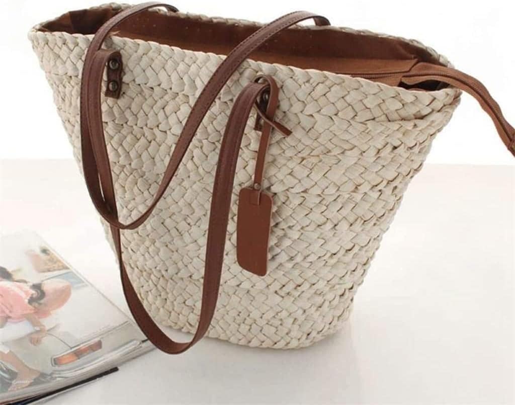 YIRENZUI Summer Straw Bags Women Handmade Woven Basket Shoulder Bags Beach Travel Large Capacity Tote Bags One Shoulder is Best - Image 5