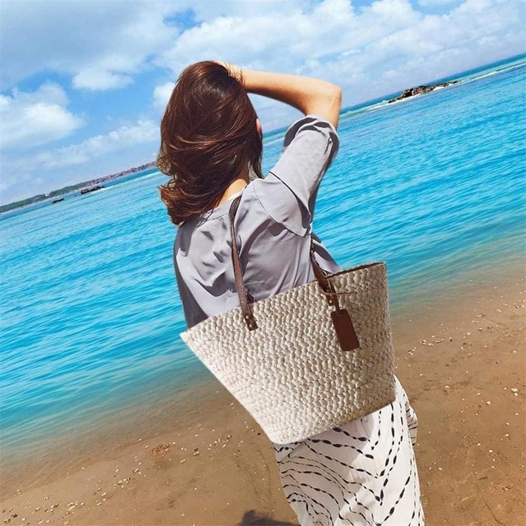 YIRENZUI Summer Straw Bags Women Handmade Woven Basket Shoulder Bags Beach Travel Large Capacity Tote Bags One Shoulder is Best - Image 6