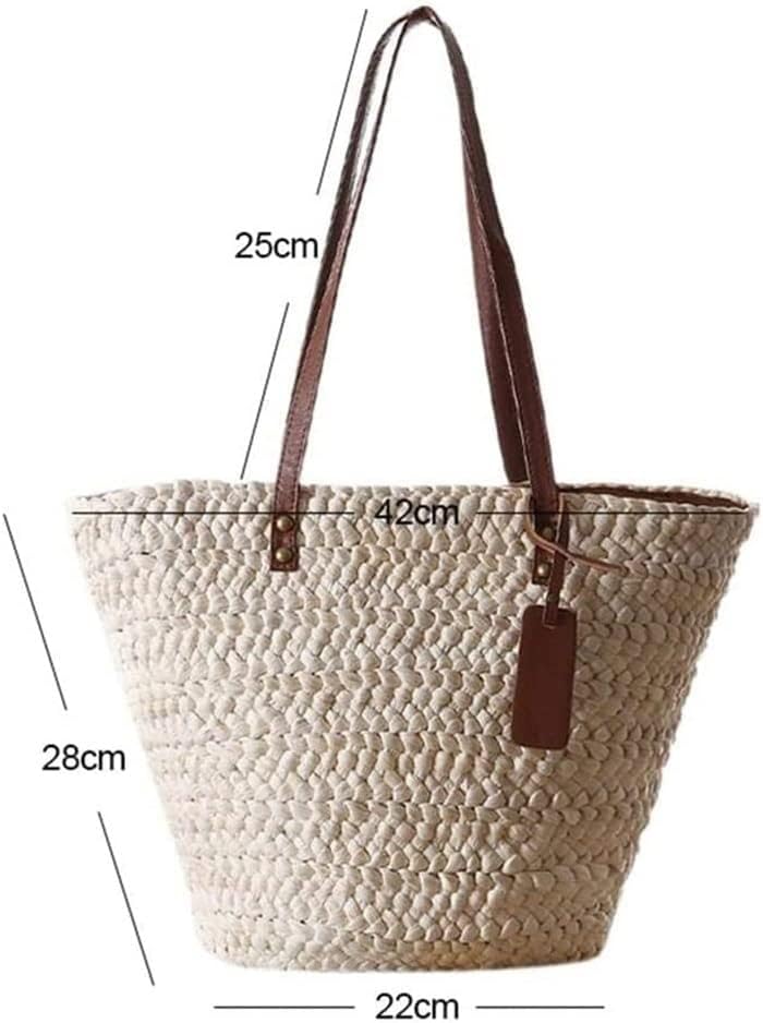 YIRENZUI Summer Straw Bags Women Handmade Woven Basket Shoulder Bags Beach Travel Large Capacity Tote Bags One Shoulder is Best - Image 2